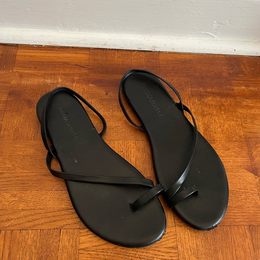 Cynthia Rowley Black Minimal Strap Sandals